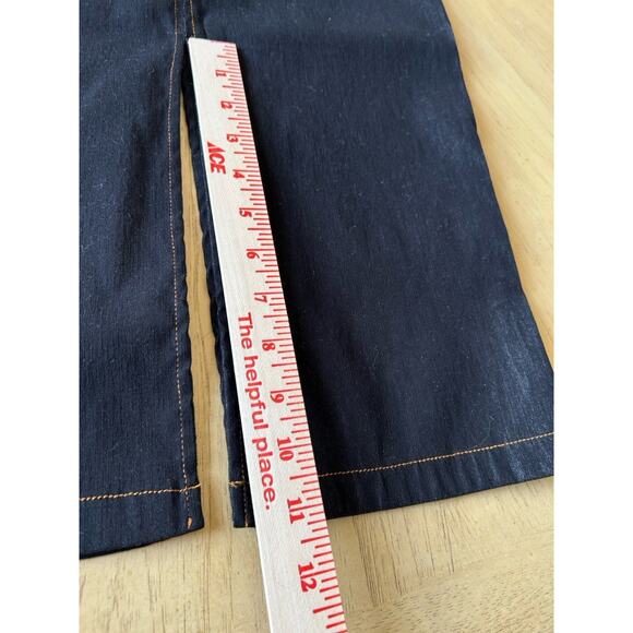 Midi Skirt Small Stretch Denim Split Front & Back Goth Sexy Vamp Cowgirl Black - Picture 2 of 6